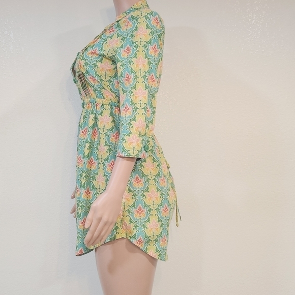 MATILDA Jane Tunic Blouse Button Front Top Green Acres Size M - Picture 5 of 12